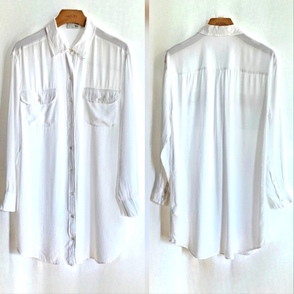 🇨🇦 Aritzia Wilfred Free White Button Shirt Dress - Picture 7 of 16